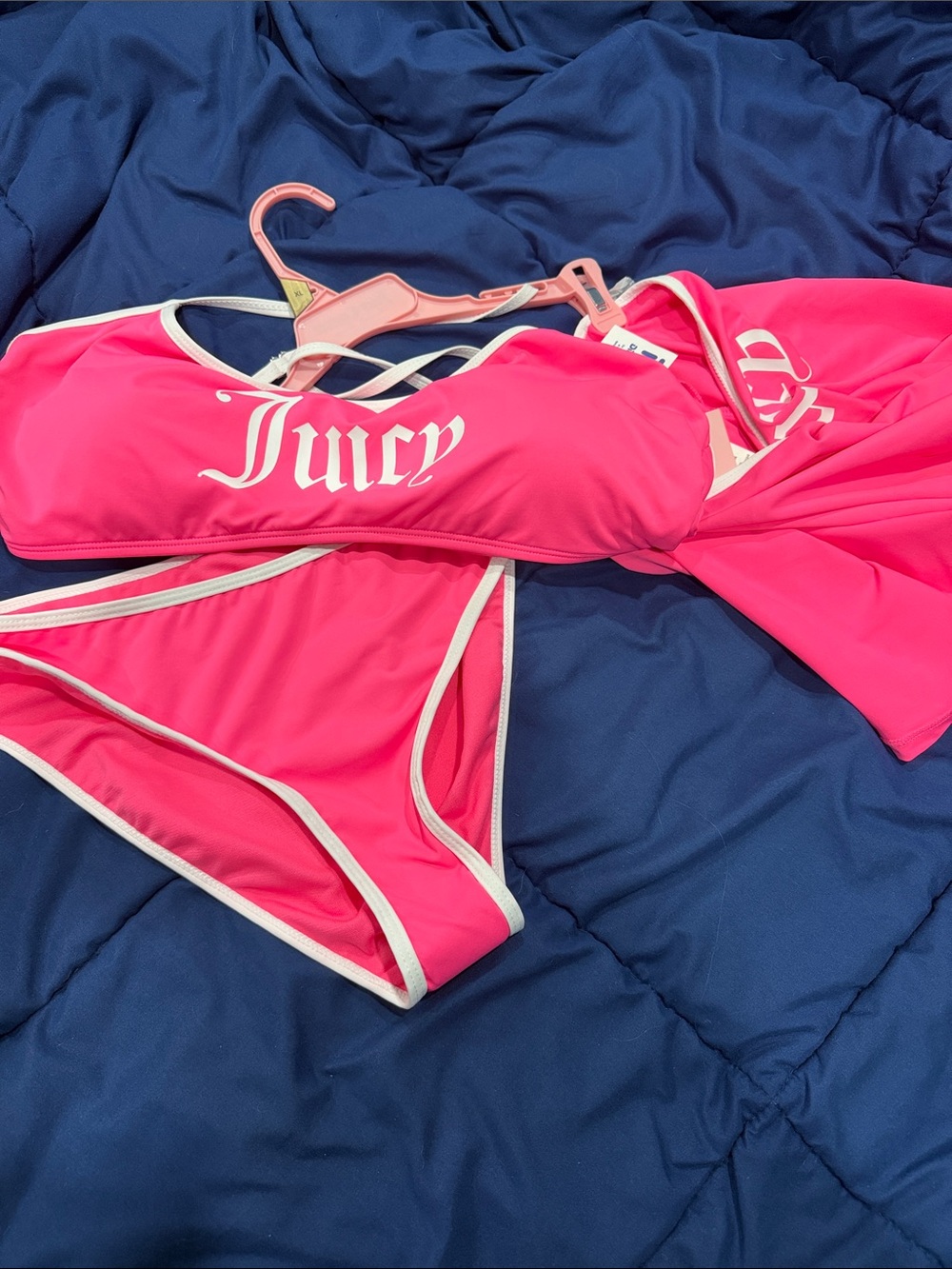 Juicy Couture Neon Pink Bikini with White Trim ( AA box)